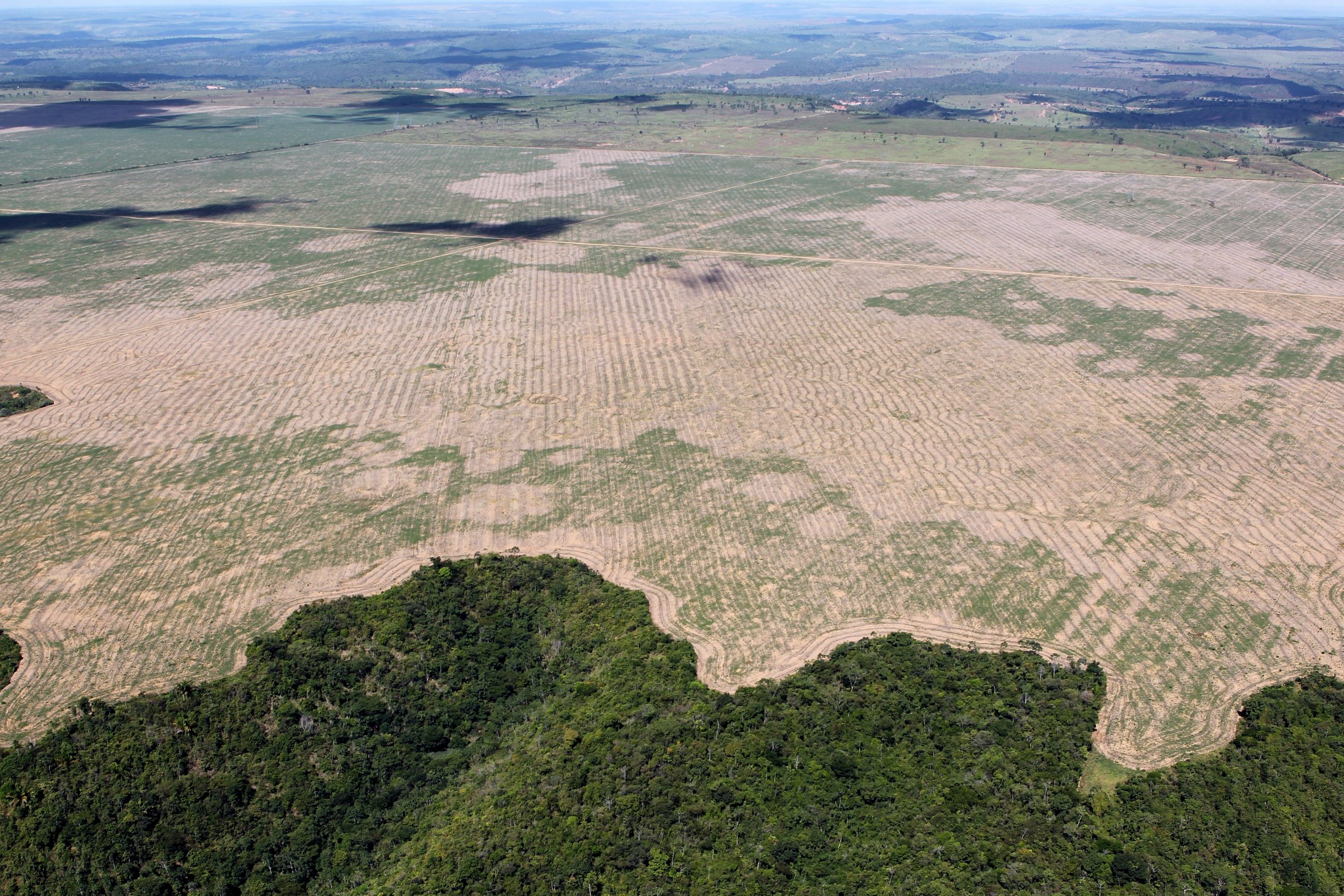 Vista aérea de área desmatada e fragmentos florestais registrada pelo Ibama durante a Operação Hymenaea, no Maranhão.